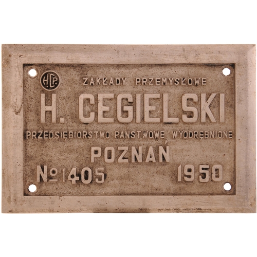 985 - Worksplate, CIGIELSKI, 1405, 1950, from a Polish Pt47 2-8-2 No 155, cast aluminium, 11½