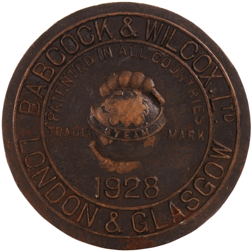 987 - Babcock & Wilcox circular cover, dated 1928, cast iron, 15½