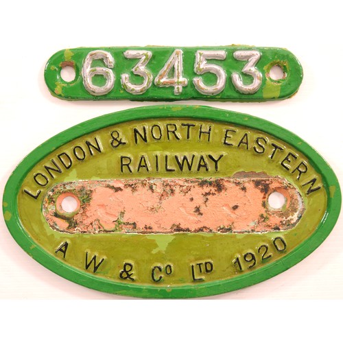 1019 - Worksplate, LONDON & NORTH EASTERN RAILWAY, 63453, ARMSTRONG WHITWORTH, 1920, cast iron, 9