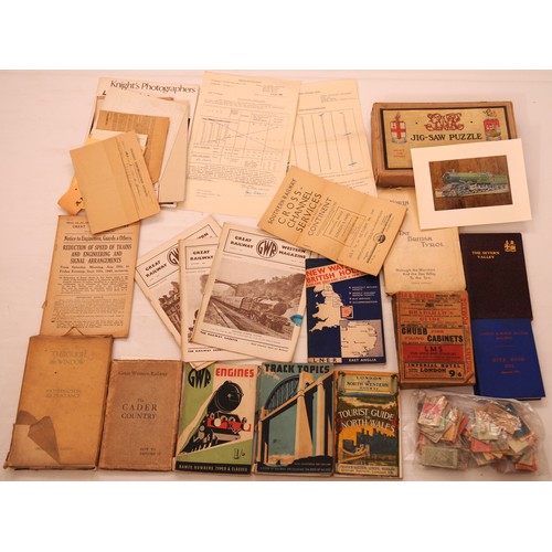 1122 - Jigsaw, prints, books, papers, tickets, etc, as shown.