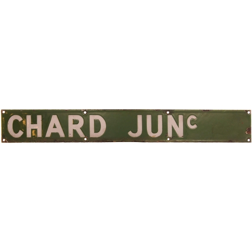 10 - A Southern Railway arrival plate, CHARD JUNC, from the Waterloo departure and arrival indicator, ena... 