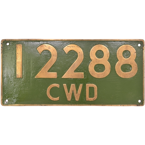 102 - An Indian Railway cabside numberplate, 12288, CWD, from a 5'6