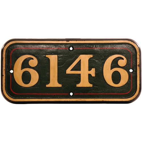 107 - A GWR cabside numberplate 6146 from a 6100 Class 2-6-2T built at Swindon in December 1932. A long ti... 