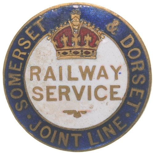 110 - A Somerset and Dorset Joint Railway World War I Railway Service badge, enamel on brass. (Postage Ban... 