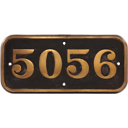 125 - A GWR cabside numberplate 5056 from a 4073 Castle Class 4-6-0 EARL OF POWIS built at Swindon in June... 