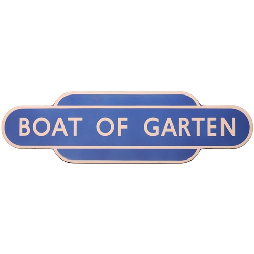 126 - A BR(Sc) totem sign, BOAT OF GARTEN, (f/f), from the Highland Railway Aviemore to Forres route which... 