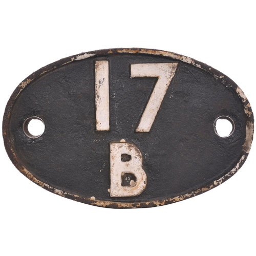 127 - A shedplate, 17B, Burton (1948-September 1963, when it was re-coded 16F). Repainted. (Postage Band: ... 