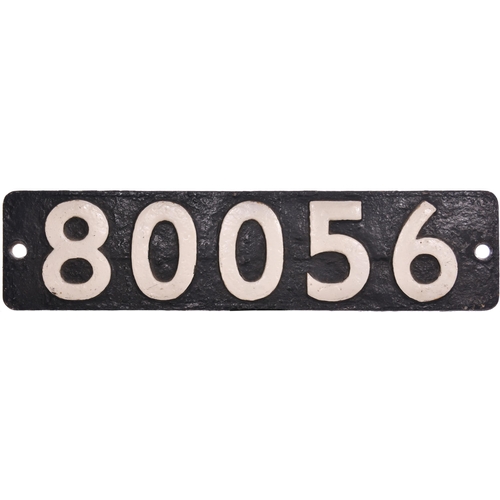 131 - A smokebox numberplate, 80056, from a BR Standard Class 4 2-6-4T built at Brighton and allocated new... 