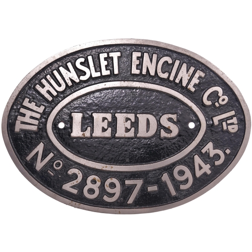 133 - A worksplate, HUNSLET ENGINE, 2897, 1943. From a standard gauge Austerity 0-6-0ST new to the War Dep... 