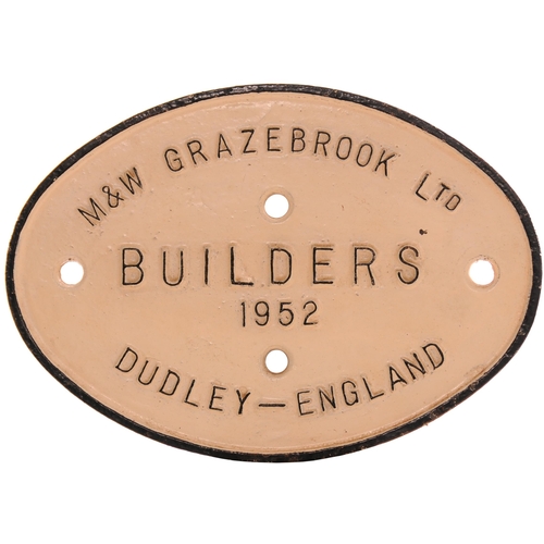 143 - A wagonplate, M & W GRAZEBROOK LTD, BUILDERS, 1952, DUDLEY, ENGLAND, cast iron, 9x16½