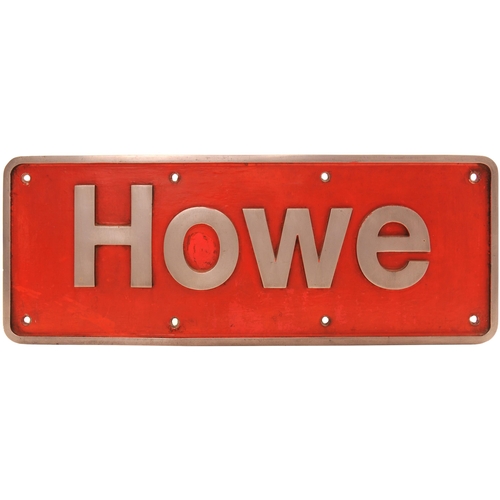 159 - A locomotive nameplate, HOWE, from a BR Class 50 D423 built by English Electric/Vulcan Foundry 3793/... 