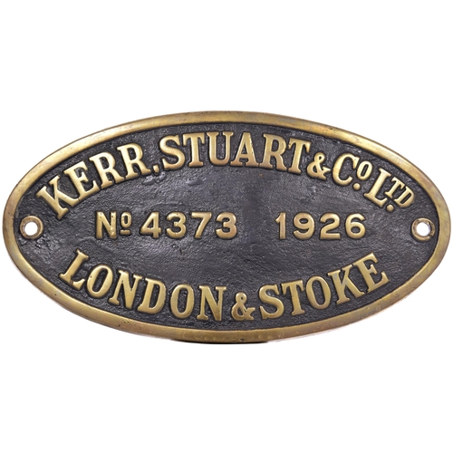 161 - A worksplate, KERR STUART, 4373, 1926, from a LMS Class 4F 0-6-0 No 4345 which became BR 44345. A lo... 