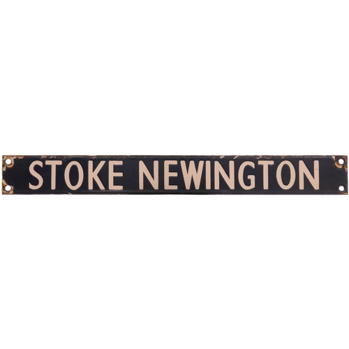 163 - A BR(E) destination plate, STOKE NEWINGTON, from the Liverpool Street departure indicator, enamel, l... 