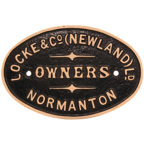 165 - A wagonplate, LOCKE & CO (NEWLAND) LD, OWNERS, NORMANTON, cast iron, 9