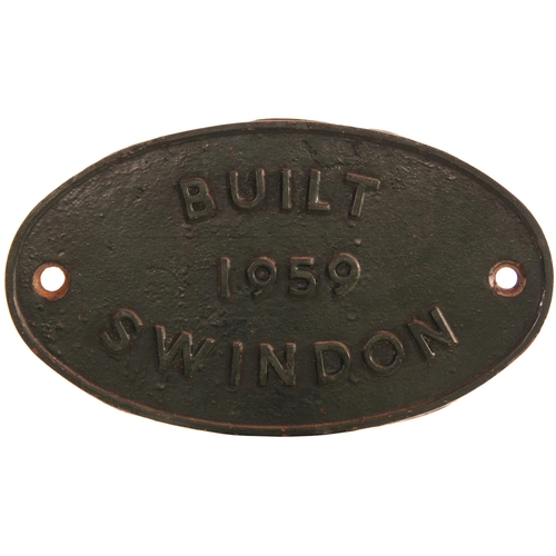 170 - A worksplate, BUILT SWINDON 1959, Cast iron 10½