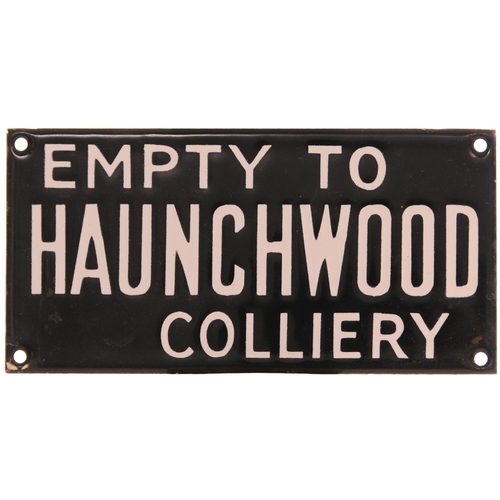 183 - A wagonplate, EMPTY TO HAUNCHWOOD COLLIERY, enamel, 8¼