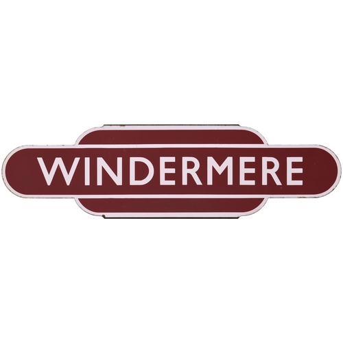 186 - A BR(M) totem sign, WINDERMERE, (h/f), the terminus of the Lake District branch from Oxenholme, on t... 