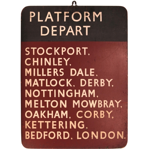 19 - A BR(M) departure board from Manchester Central, listing stations to Derby and St Pancras via Nottin... 