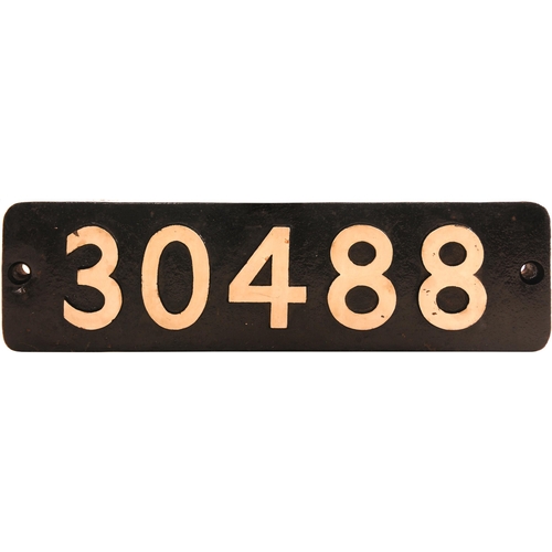 192 - A smokebox numberplate, 30488, from a London & South Western Railway/Southern Railway H15 Class 4-6-... 