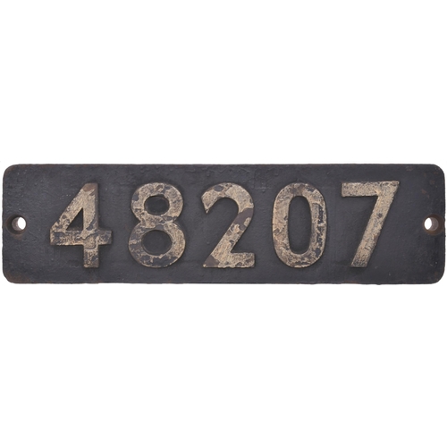 20 - A smokebox numberplate, 48207, from a LMS Class 8F 2-8-0 No 8207 built by the North British Locomoti... 