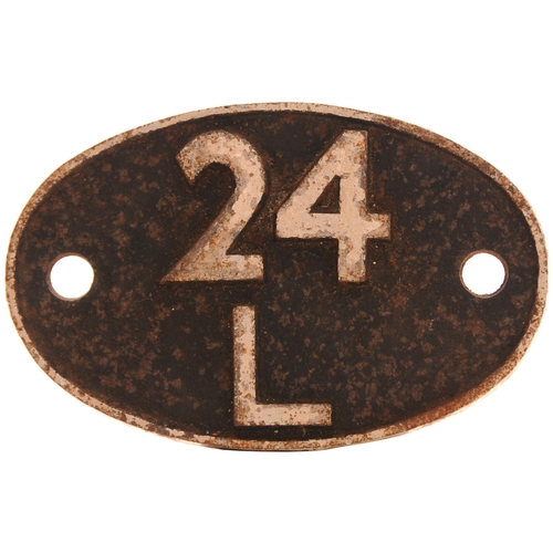 202 - A shedplate, 24L, Carnforth (April 1958-September 1963). Ex loco condition. (Postage Band: B)