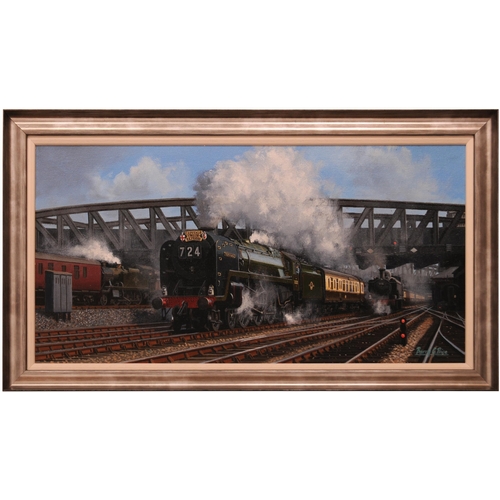 206 - An original painting, THE CAPITALS UNITED EXPRESS, by Barry Price, Britannia Class 70022 Tornado lea... 