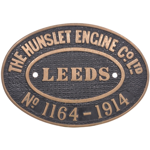 210 - A worksplate HUNSLET ENGINE 1164 of 1914. From a standard gauge 0-6-0ST named RAVINE, new to West Le... 