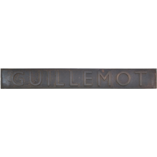 211 - A locomotive nameplate, GUILLEMOT, from a LNER Gresley A4 Class 4-6-2 No 4465 built at Doncaster, Wo... 