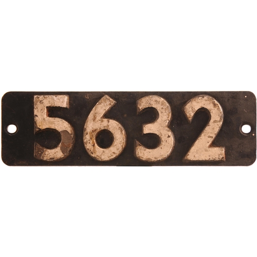 213 - A smokebox numberplate, 5632, from a GWR 5600 Class 0-6-2T built at Swindon in September 1925. Alloc... 