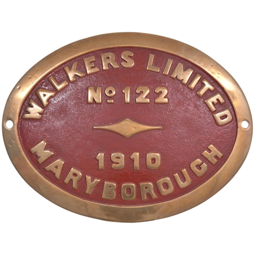 221 - A worksplate, WALKERS LIMITED, MARYBOROUGH, No 122, 1910, from a 3'6