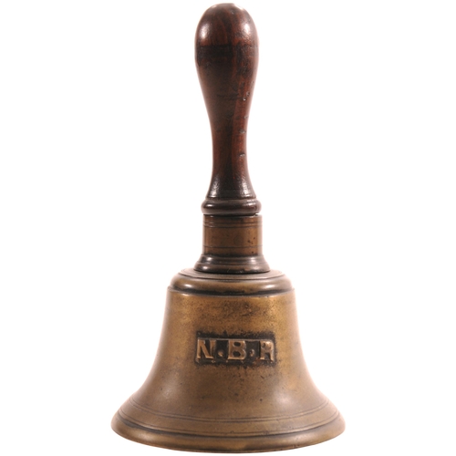 23 - A North British Railway station handbell, the company initials cast permanently on the side, height ... 