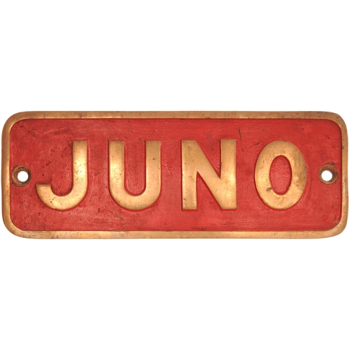 230 - An industrial locomotive nameplate, JUNO, with its matching worksplate, HUNSLET 3850, 1958, from a s... 