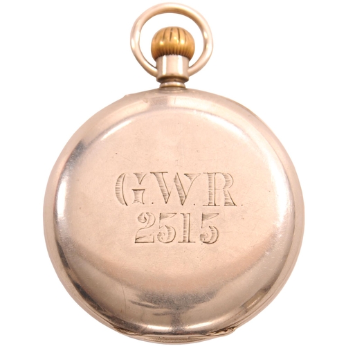 240 - A GWR pocket watch, by Rotherhams, London, the back clearly engraved GWR 2515, runs when wound. (Pos... 