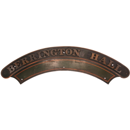 244 - A locomotive nameplate, BERRINGTON HALL, from a GWR 4900 Hall Class 4-6-0 No 4912 built at Swindon i... 