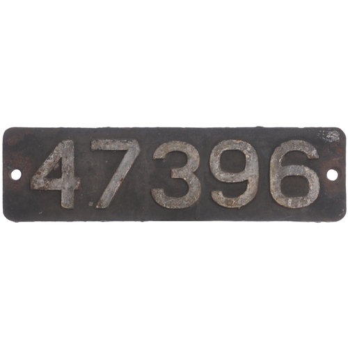 252 - A smokebox numberplate, 47396, from a LMS Class 3F 0-6-0T No 16479 built by Vulcan Foundry, Works No... 