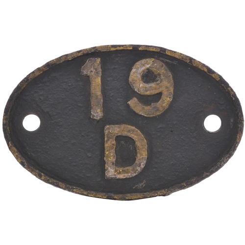 253 - A shedplate, 19D, Heaton Mersey (1948-49, when it was re-coded 13C). Ex loco condition. (Postage Ban... 