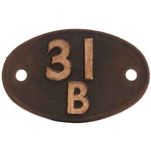 255 - A shedplate, 31B, March (1948-May 1973). Ex loco condition. (Postage Band: B)