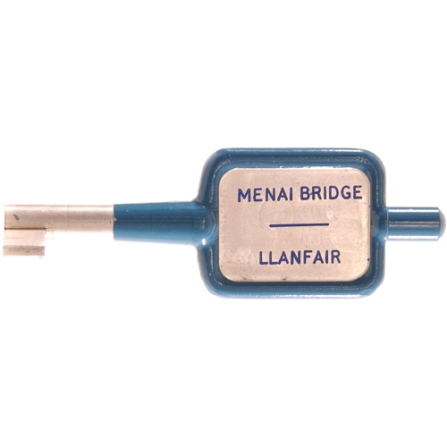 26 - A single line key token, MENAI BRIDGE-LLANFAIR, (alloy), the section crossing the Britannia Bridge, ... 