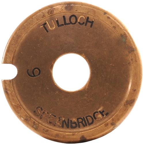 268 - A Tyers No 6 single line tablet, TULLOCH-SPEAN BRIDGE, (brass, from the West Highland Line to Fort W... 