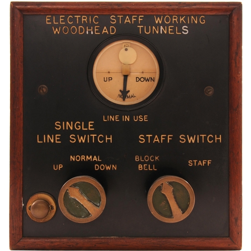 271 - A single line working block switch, ELECTRIC STAFF WORKING, WOODHEAD TUNNELS, with Single Line and S... 