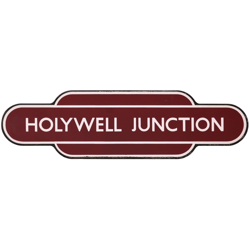 272 - A BR(M) totem sign, HOLYWELL JUNCTION, (f/f), from the North Wales coast route. The station closed i... 