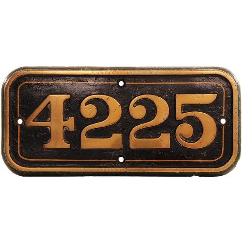 277 - A GWR cabside numberplate 4225 from a 4200 Class 2-8-0T built at Swindon in November 1913. It spent ... 