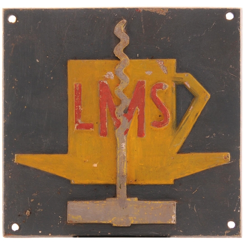 283 - An LMS Buffet emblem, art deco design featuring a stylised cup and corkscrew, cast aluminium, 7