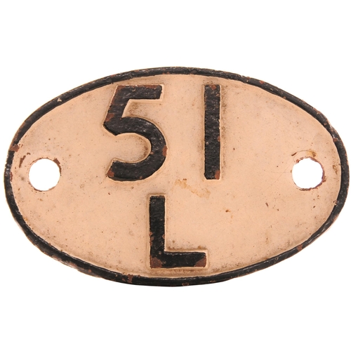 285 - A shedplate, 51L, Thornaby (June 1958-May 1973). The front repainted. (Postage Band: B)