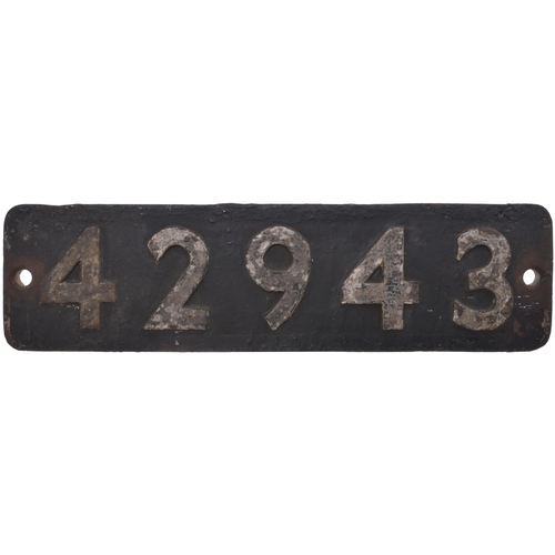 297 - A smokebox numberplate, 42943, from a LMS Class 5 2-6-0 No 13243, the penultimate member of the Clas... 