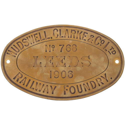 301 - A works plate HUDSWELL CLARKE 768 of 1906. From a standard gauge 0-6-0ST named VULCAN, new to Partri... 