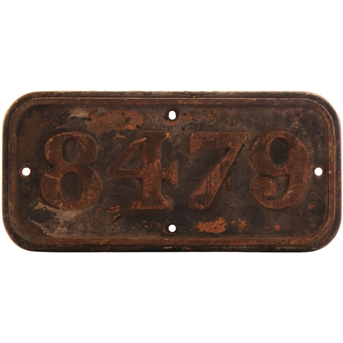 304 - A (GWR) cabside numberplate 8479 from a 9400 Class 0-6-0PT built by the Yorkshire Engine Co, Works N... 