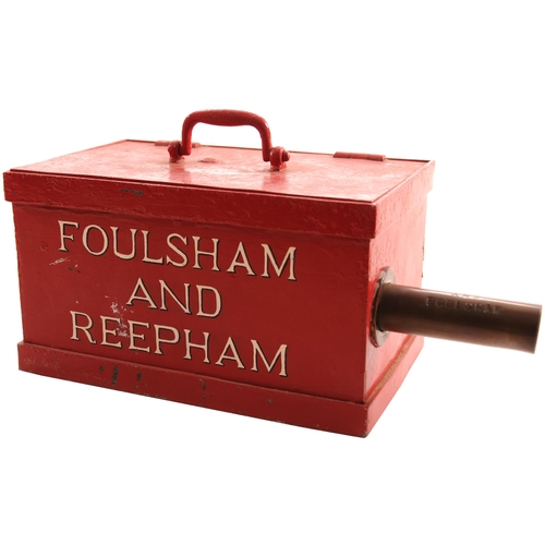 308 - A GER staff and ticket box, FOULSHAM-REEPHAM, from the Great Eastern County School to Wroxham route,... 