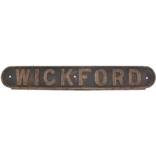 310 - An LNER seat back plate, WICKFORD, from the route to Southend Victoria, the junction for Southminste... 