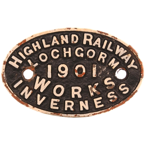 321 - A wagon or coach plate, HIGHLAND RAILWAY, LOCHGORM WORKS, INVERNESS, 1901, cast iron, 7